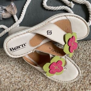 Born sandal wedge heel Velcro flowers size 6 (36.6) BOC shoes